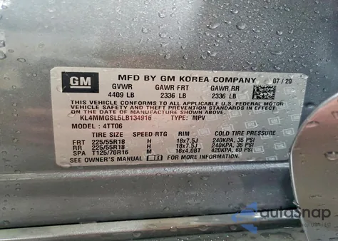 2020 Buick Encore Gx Essence from USA, damaged, VIN KL4MMGSL5LB134916